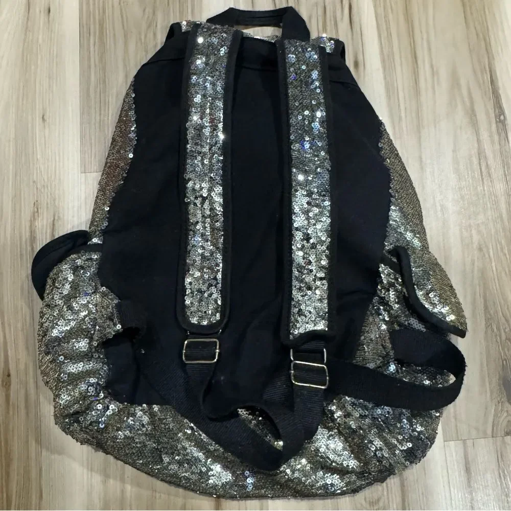 Victoria’s Secret PINK Gold Sequin Drawstring Backpack Large